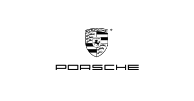 Porsche logo in zwart wit auto abonnement